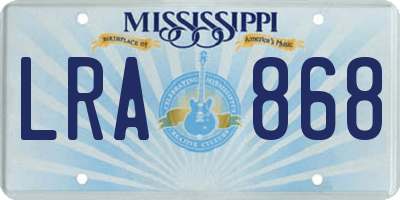 MS license plate LRA868