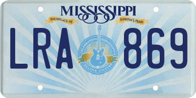 MS license plate LRA869