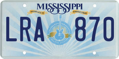MS license plate LRA870