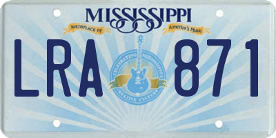 MS license plate LRA871