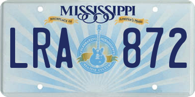 MS license plate LRA872