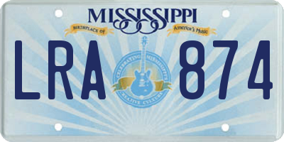 MS license plate LRA874