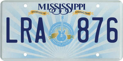 MS license plate LRA876
