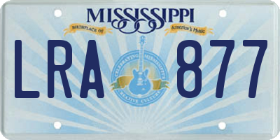 MS license plate LRA877
