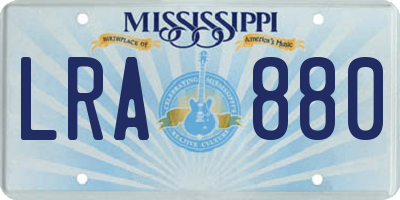MS license plate LRA880