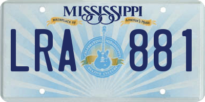 MS license plate LRA881