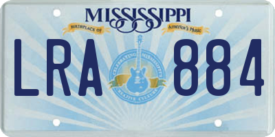 MS license plate LRA884