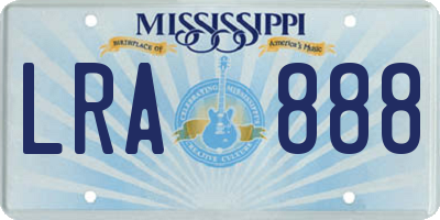 MS license plate LRA888