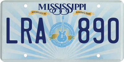 MS license plate LRA890