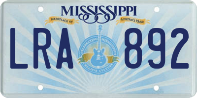 MS license plate LRA892