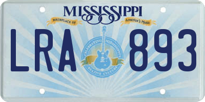 MS license plate LRA893