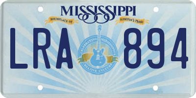 MS license plate LRA894
