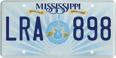 MS license plate LRA898