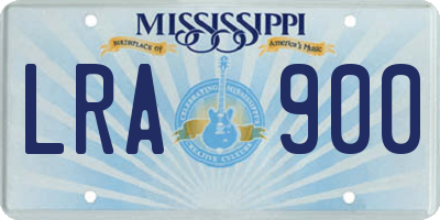 MS license plate LRA900