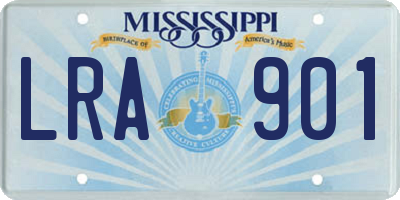MS license plate LRA901