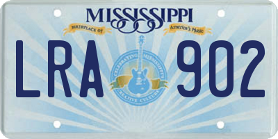 MS license plate LRA902