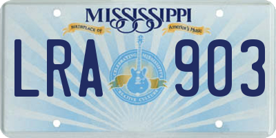 MS license plate LRA903