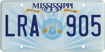 MS license plate LRA905