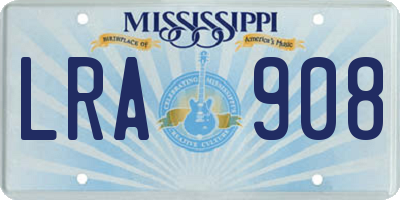 MS license plate LRA908