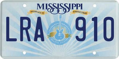 MS license plate LRA910
