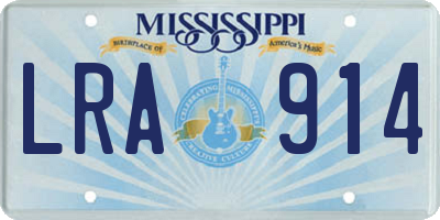 MS license plate LRA914
