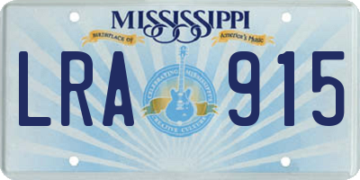 MS license plate LRA915