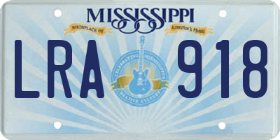 MS license plate LRA918