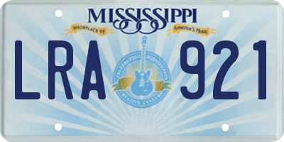 MS license plate LRA921