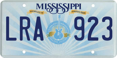 MS license plate LRA923