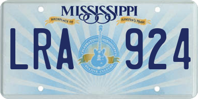 MS license plate LRA924