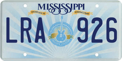 MS license plate LRA926