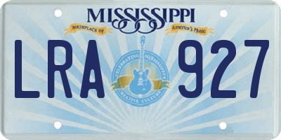 MS license plate LRA927