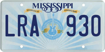 MS license plate LRA930