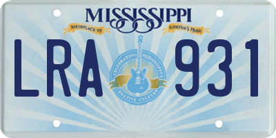 MS license plate LRA931
