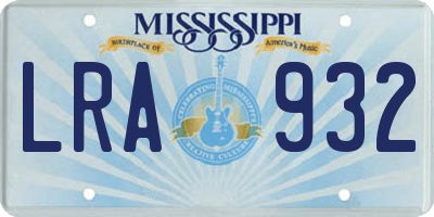 MS license plate LRA932