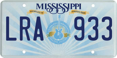MS license plate LRA933