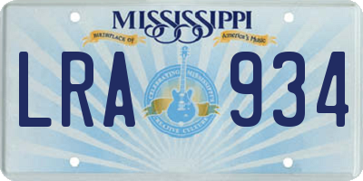 MS license plate LRA934