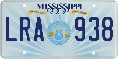 MS license plate LRA938