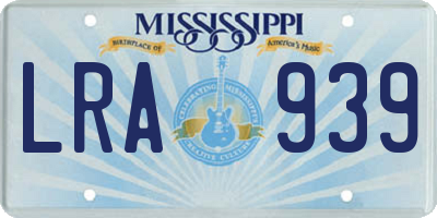 MS license plate LRA939
