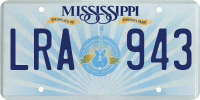 MS license plate LRA943