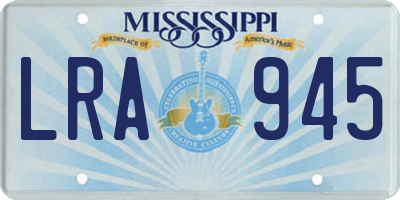 MS license plate LRA945