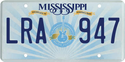 MS license plate LRA947