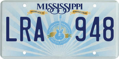 MS license plate LRA948