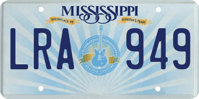 MS license plate LRA949