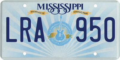 MS license plate LRA950