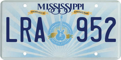 MS license plate LRA952