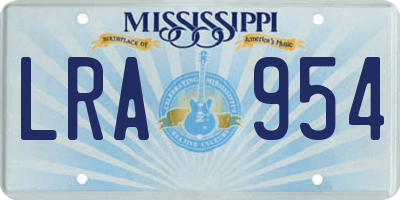 MS license plate LRA954