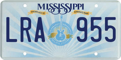 MS license plate LRA955
