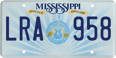 MS license plate LRA958