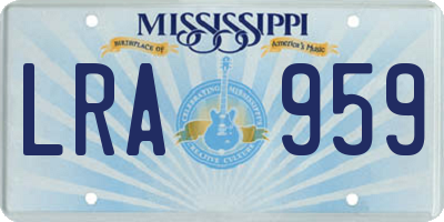 MS license plate LRA959